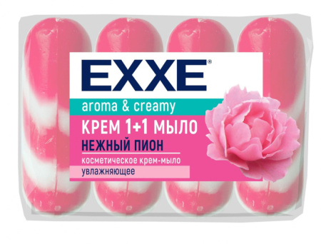 EXXE Крем+мыло  1+1 "Нежный пион" 4шт*90г  (РОЗОВОЕ)