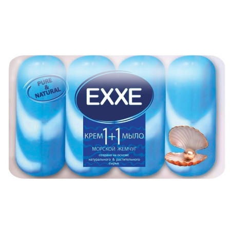 EXXE Туалетное крем-мыло 1+1 "Морской жемчуг" 4шт*90г (СИНЕЕ)