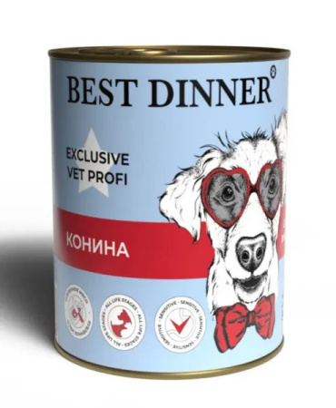 Best Dinner Exclusive "Конина" для взр.собак и щенков чувствит. пищ-е 0,34 кг