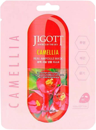 Jigott Camellia Маска Ампульная тканевая д/лица с экстрактом камелии 27мл (Корея)