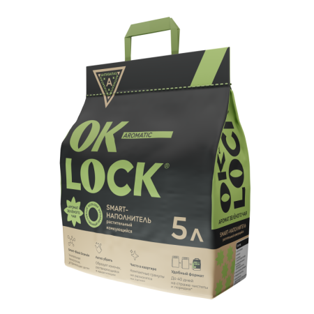 Ok-Lock наполнитель комкующийся растительный Зеленый чай 5л