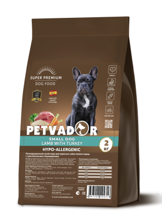 Petvador сухой корм для собак мелких пород с чувствительным пищеварением с ягненком