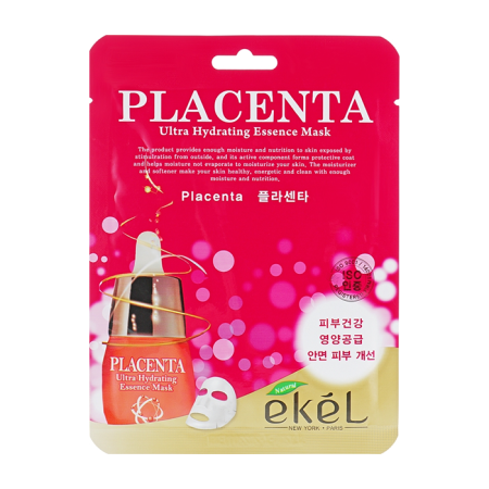 EKEL Placenta Ultra Hydrating Essense Маска тканевая с экстрактом плаценты, 25 мл