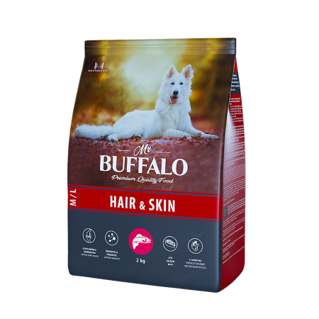 Mr.Buffalo Hair&Skin Care сухой корм для собак средних и крупных пород с лососем