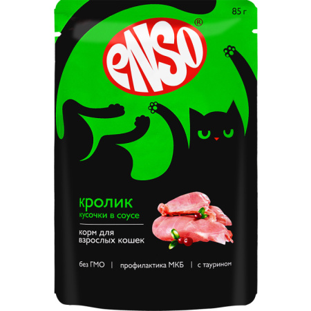 ENSO пауч д/кошек с кроликом кусочки в соусе 85г