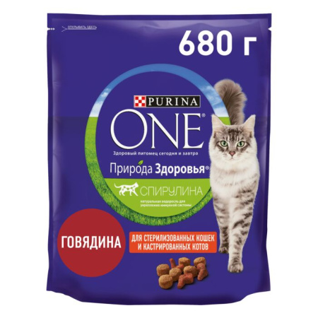 Purina ONE сух. для стерилизованных кошек природа здоровья с говядиной 680г