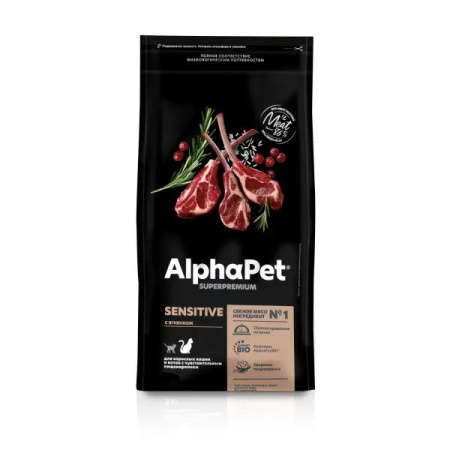 AlphaPet Superpremium Sensitive сухой корм для кошек с чувствительным пищеварением с ягненком