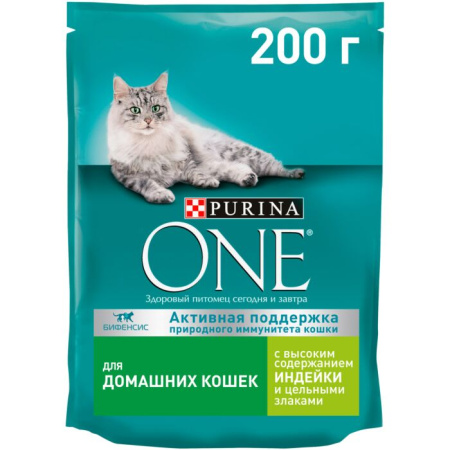 Purina ONE сух. для кошек с индейкой и цельными злаками 200г