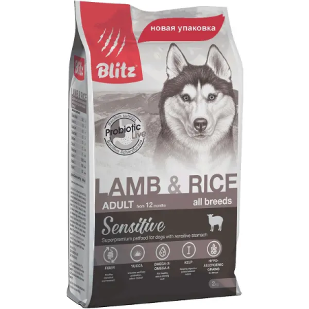 BLITZ  ADULT Lamb&Rice Sensitive д/соб., 1,8 кг /2кг/