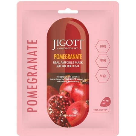 Jigott Pomegranate Маска Ампульная тканевая д/лица с экстрактом граната 27мл (Корея)