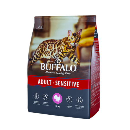 Mr.Buffalo Adult Sensitive сухой корм для кошек с индейкой