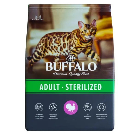 Mr.Buffalo Sterilized сухой корм для кошек с индейкой