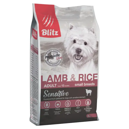 BLITZ ADULT SMALL Breeds Lamb&Rice Sensitive д/соб.мелк.пород ягненок/рис, 2кг