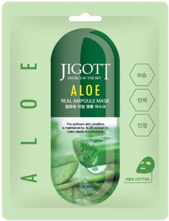 Jigott Aloe Acid Маска Ампульная тканевая д/лица с экстрактом алоэ 27мл (Корея)
