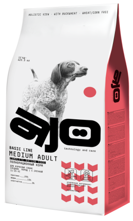 AJO Dog Medium Adult сух. д/собак средних пород с гречкой BREEDER PACK 12кг