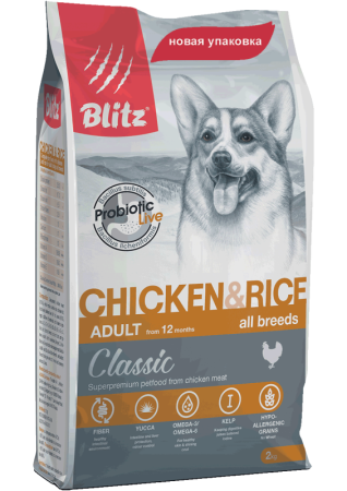BLITZ ADULT Chicken&Rice Classic (курица+рис) д/взросл соб. 2 кг