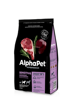 AlphaPet Superpremium Sensitive для собак средних пород с чувствительным пищеварением с бараниной
