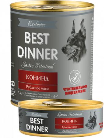 Best Dinner Exclusive "Конина" для взр.собак и щенков чувствит. пищ-е 0,34 кг