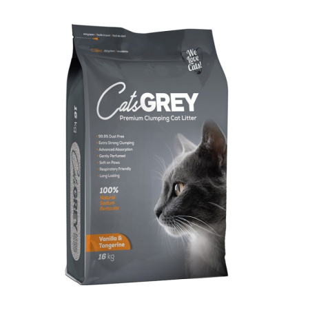 Cat's Grey Vanilla&Tangerine комкующийся наполнитель с ароматом ванили и танжерина 16кг