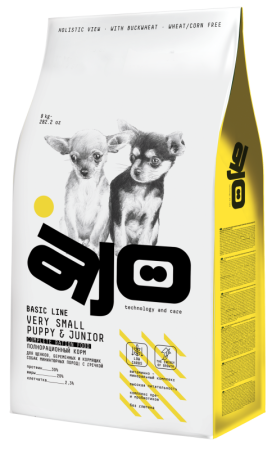 AJO Dog Very Small Puppy & Junior сух. д/щенков мини пород с гречкой 8кг