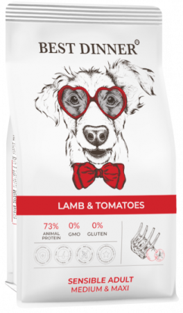 Best Dinner Adult Sensible Medium&Maxi Lamb & Tomatoes д/ср. и кр. собак склонных к аллергии 3кг