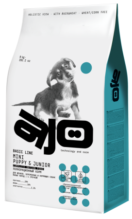 AJO Dog Mini Puppy & Junior сух. д/щенков малых пород с гречкой BREEDER PACK 8кг