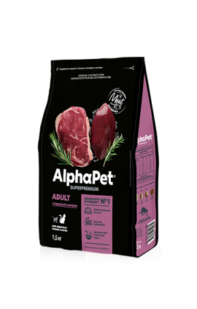 AlphaPet Superpremium Adult сухой корм для домашних кошек и котов с говядиной и печенью