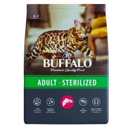 Mr.Buffalo Sterilized сухой корм для кошек с лососем