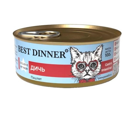 Best Dinner Exclusive паштет "Дичь" для кошек с чувствит. пищевар 0,1 кг