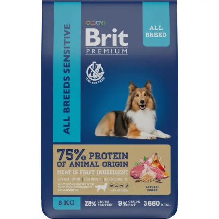 Брит Premium Dog Sensitive сух. д/соб. с чувст. пищ. с ягненком и индейкой 8кг